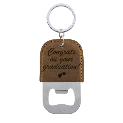 Personalized Genuine Leather Bottle Opener Keyring