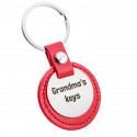 Personalized Engraved Circle Keyring with Leather