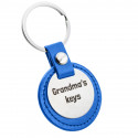 Personalized Engraved Circle Keyring with Leather