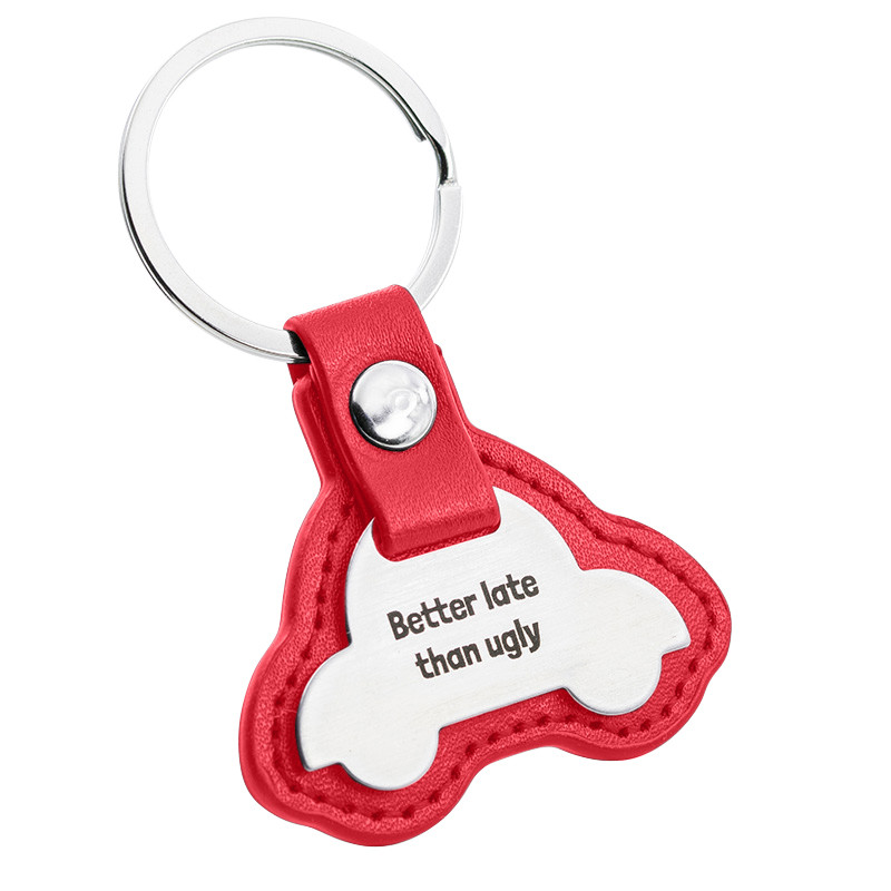Personalized Engraved Car Keyring with Leather