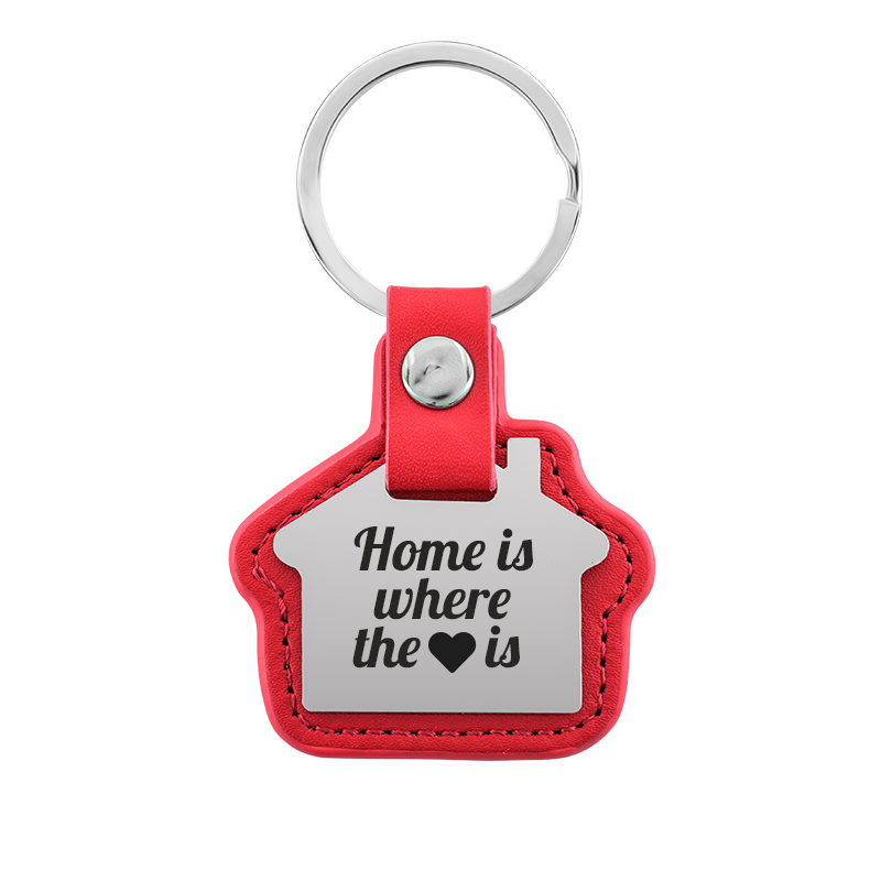 Personalized Engraved House Keyring with Leather