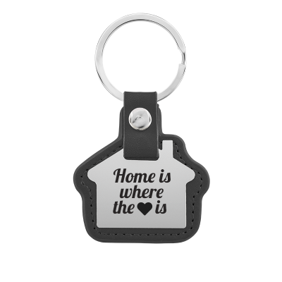 Personalized Engraved House Keyring with Leather