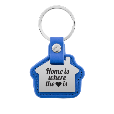 Personalized Engraved House Keyring with Leather