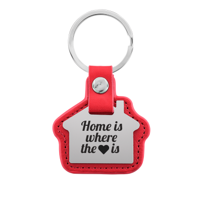 Personalized Engraved House Keyring with Leather