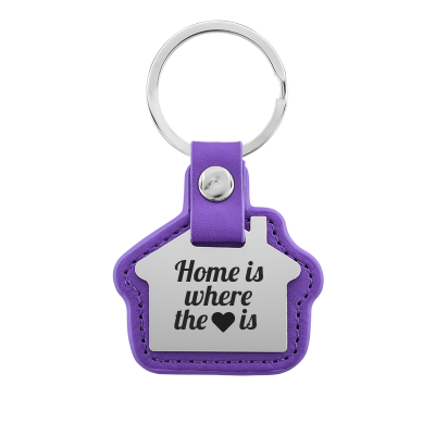 Personalized Engraved House Keyring with Leather