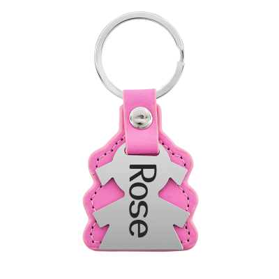 Personalized Engraved Girl Keyring with Leather