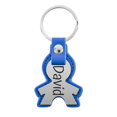Personalized Engraved Boy Keyring with Leather