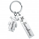 Engraved Rectangle Personalized Keyring with Girl Charm