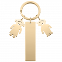 Engraved Rectangle Personalized Keyring with Boy and Girl Charms