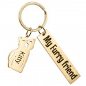 Personalized Engraved Rectangle Keyring with Cat Charm