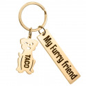 Personalized Engraved Rectangle Keyring with Dog Charm