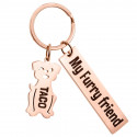 Personalized Engraved Rectangle Keyring with Dog Charm