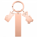 Personalized Engraved Rectangle Keyring with Dog and Cat Charms