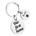2 Circles Personalized Engraved Keychain