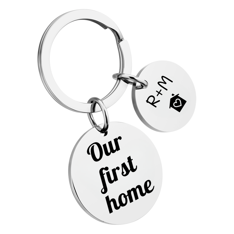 2 Circles Personalized Engraved Keychain