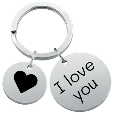 2 Circles Personalized Engraved Keychain