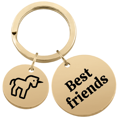 2 Circles Personalized Engraved Keychain