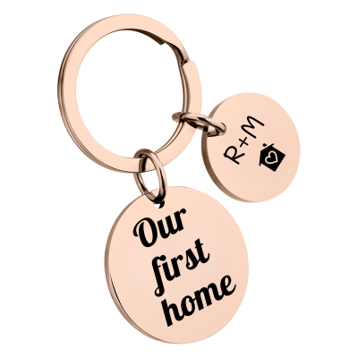 2 Circles Personalized Engraved Keychain