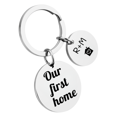 2 Circles Personalized Engraved Keychain