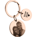Personalized 2 Circles with Photo Engraved Keychain