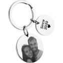 Personalized 2 Circles with Photo Engraved Keychain