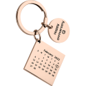 Personalized Square Calendar Engraved Keychain with Circle