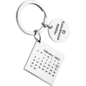 Personalized Square Calendar Engraved Keychain with Circle