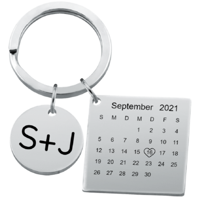 Personalized Square Calendar Engraved Keychain...