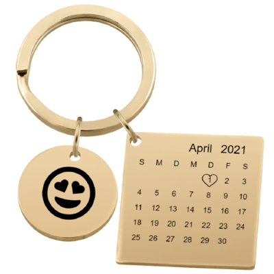 Personalized Square Calendar Engraved Keychain...