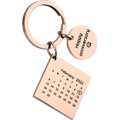 Personalized Square Calendar Engraved Keychain...