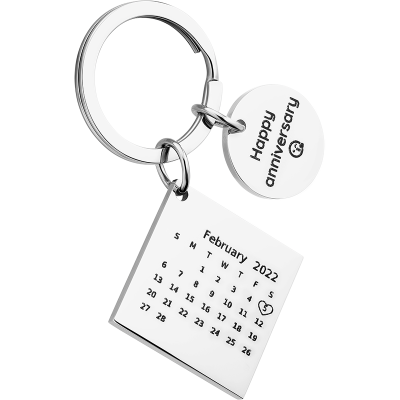 Personalized Square Calendar Engraved Keychain...
