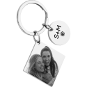 Personalized Square and Circle Photo Engraved Keychain