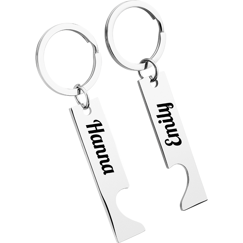 Personalized Couple Heart Engraved Keyrings