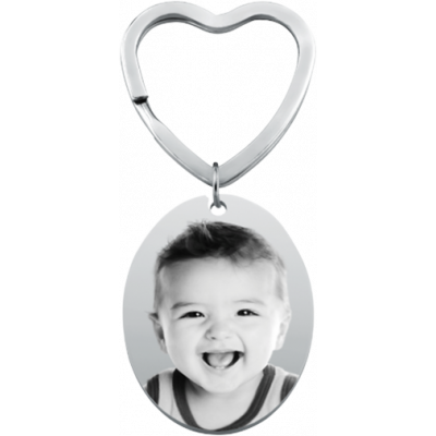 Personalized Oval Photo Engraved Keyring