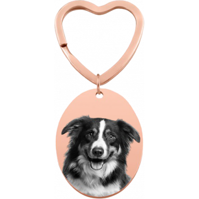 Personalized Oval Photo Engraved Keyring