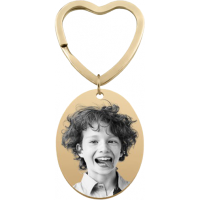Personalized Oval Photo Engraved Keyring