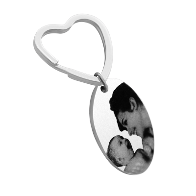 Personalized Oval Photo Engraved Keyring