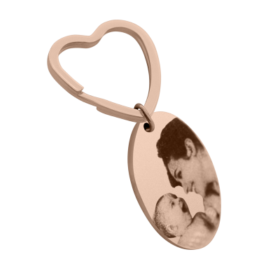 Personalized Oval Photo Engraved Keyring