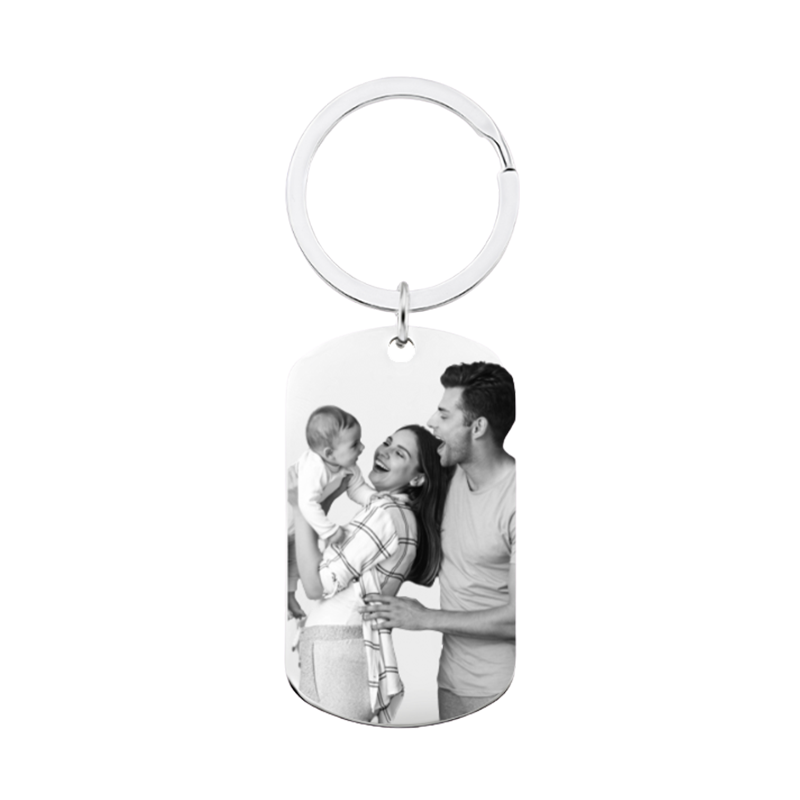 Personalized Military Tag Photo and Text Engraved Keyring