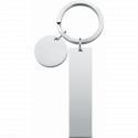 Rectangle and Circle Engraved Keyring