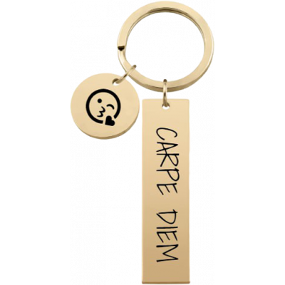 Rectangle and Circle Engraved Keyring