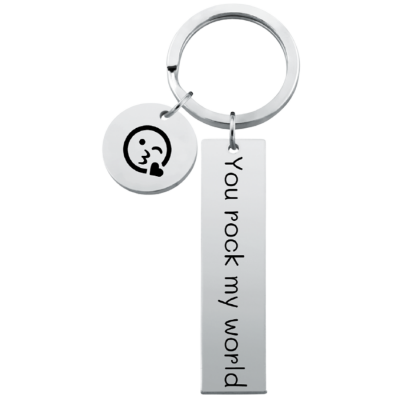 Rectangle and Circle Engraved Keyring