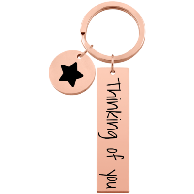 Rectangle and Circle Engraved Keyring