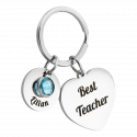 Personalized Engraved Heart with 1 Birthstone Keyring