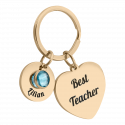 Personalized Engraved Heart with 1 Birthstone Keyring