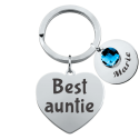 Personalized Engraved Heart with 1 Birthstone Keyring