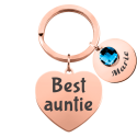 Personalized Engraved Heart with 1 Birthstone Keyring