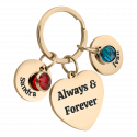 Personalized Engraved Heart with 2 Birthstones Keyring