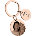 Personalized 2 Circles with Dog or Cat Photo Engraved Keyring