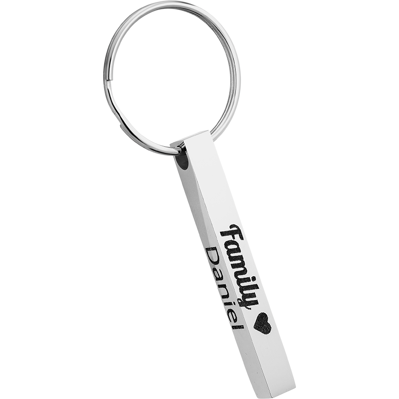 3D Rectangular Bar Engraved Keyring
